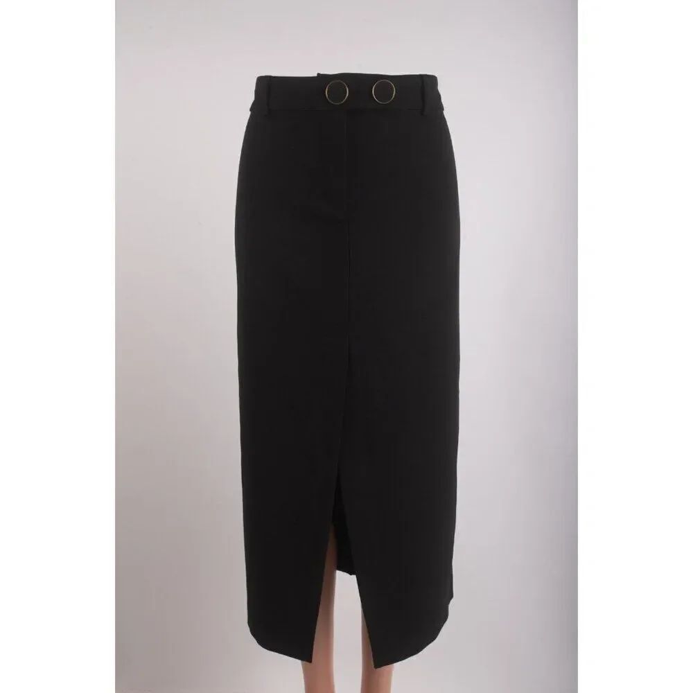 Zara Womans A-Line Midi Skirt Size M Black Kick Pleat 8920/568 NWT